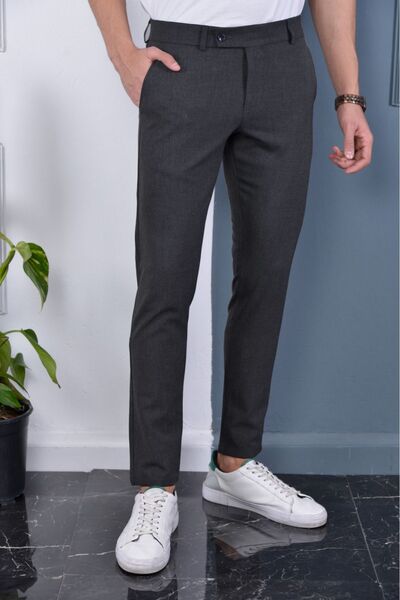 YAKAMEL Smoked Men's Trousers - Slim Fit, Stretch, Lycra, Ankle Length, Quality