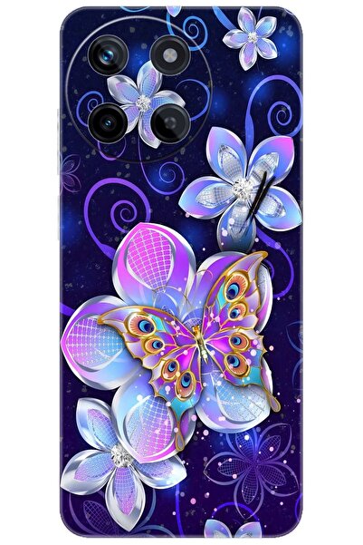 realme 11 (RMX3636) Uyumlu Kılıf Desen Baskılı Silikon Kelebek ve Çiçekler ST...