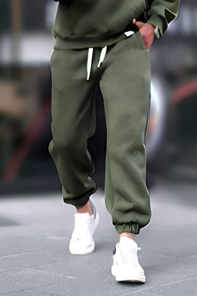 YAKAMEL Unisex Χακί Φούτερ με ελαστικά τελειώματα και τσέπες