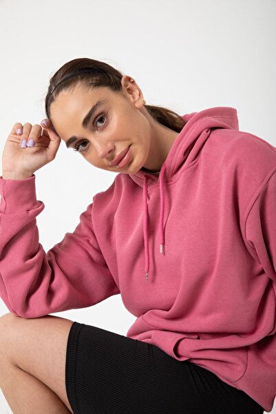 YAKAMEL سويت شيرت نسائي من الصوف كبير الحجم بلون البرقوق - هوديي كاجوال بقلنس...