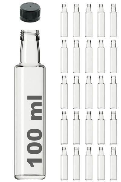 Afracam 25 Pieces 100ml Transparent Dorica Round Empty Glass Bottle with Leak...