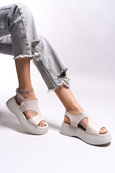 Riccon Dámské sandály Syelhona0012802 Béžová kůže