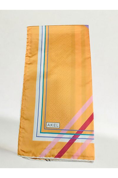 Akel 95x95 cm Striped Zigzag Patterned Alpha Twill Scarf