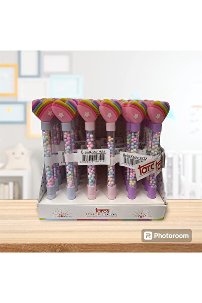 cosmic kırtasiye Süslü içi boncuklu tükenmez kalem kalpli (1adet)