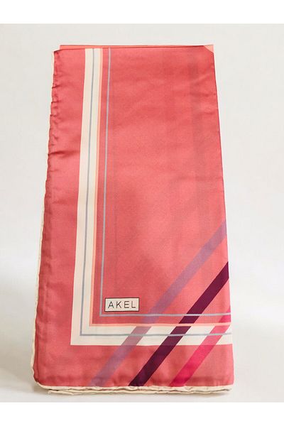 Akel Φουλάρι Alpha Twill με ριγέ ζιγκ-ζαγκ μοτίβο 95x95 cm