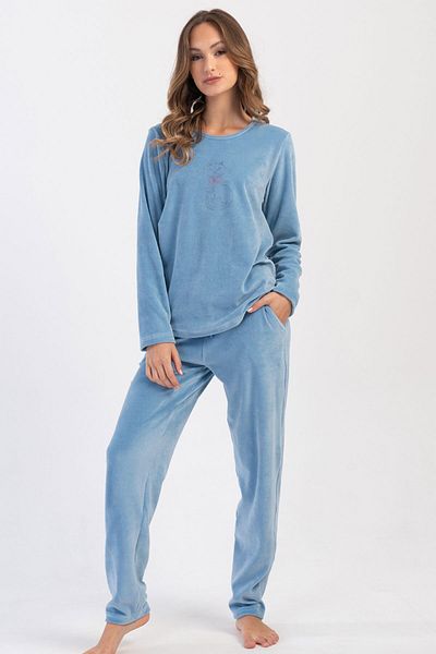 VİENETTA Set de pijamale de damă din catifea - mânecă lungă, 403091