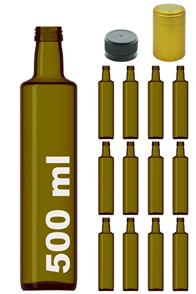 Afracam جرين دوريكا - زجاجة فارغة مستديرة بغطاء للرأس سعة 500 مل، 12 قطعة