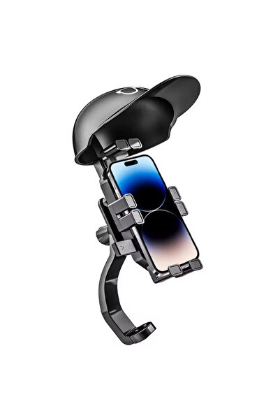 Genel Markalar Dikiz Ayna Bağlantılı Şemsiye Özellikli Güneş ve Yağmur Önleyici Motorsiklet Telefon Tutacağı