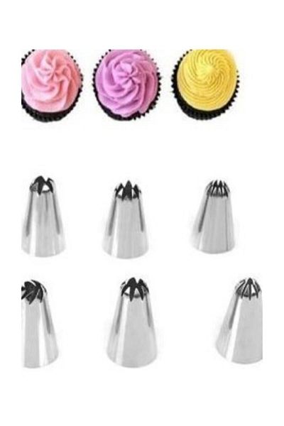 Gondol 6 Pieces Cream Piping Bag Stainless Steel Tip Cake Decorating Apparatus