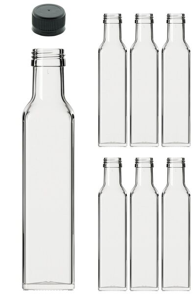 Afracam 6 Pieces 100ml Transparent Maraska - Cornered Glass Bottle with Leak-...