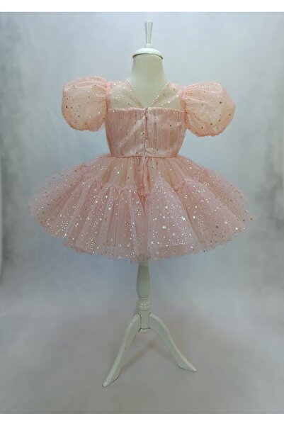 Kidstore Kız Çocuk Yıldız Tül Fırfırlı Elbise