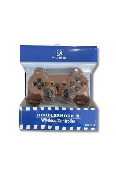 YUES PS3 DualShock 3 Uyumlu Kablosuz Joystick – Kahverengi, Titreşimli Şarjlı Oyun Kolu