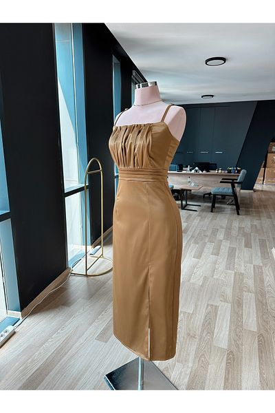 VALERY Rochie de seara de lux pentru femei cu bretele - satin de bumbac
