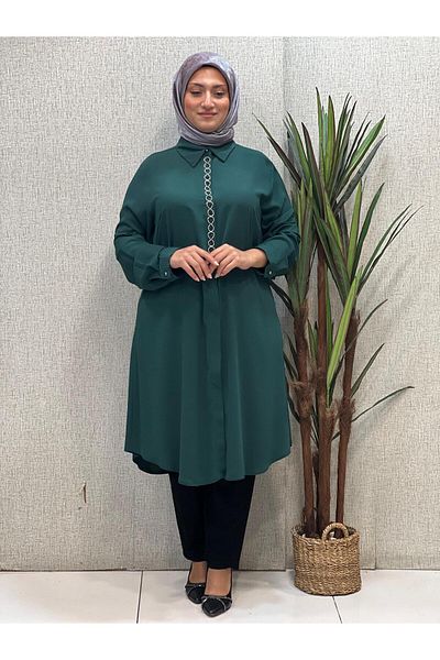 Butik büyük beden S Stoned Front Tunic