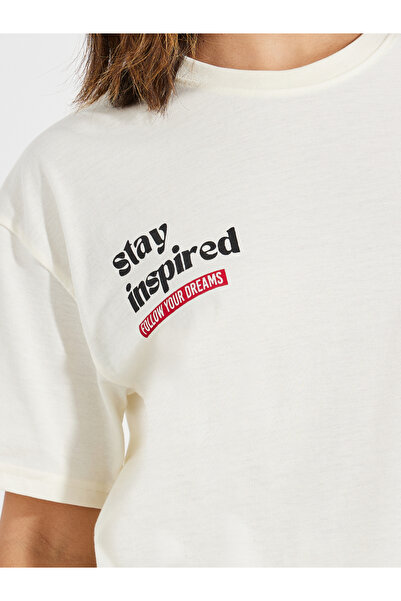 Styli Oversized Stay Inspired Slogan Dropped Shoulder T-Shirt