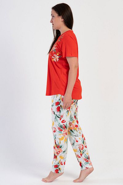 VİENETTA Women's Cotton Plus Size Short Sleeve Pajamas Set 
 , 401014