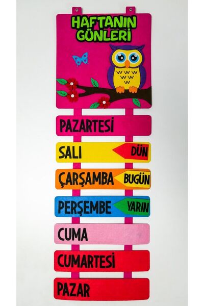 keçeli dünyam Haftanın Günleri - Fuşya (keçe Kumaştan Pano)