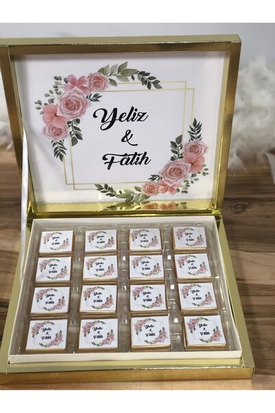 Masalsı Concept Nişan Çikolatası 48 Adet İsteme Çikolatası Krem Karton Kutu