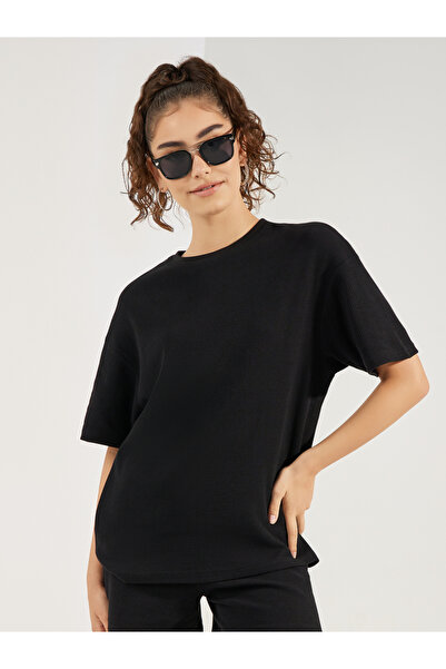Styli Oversized Dropped Shoulder Waffle Knit T-Shirt