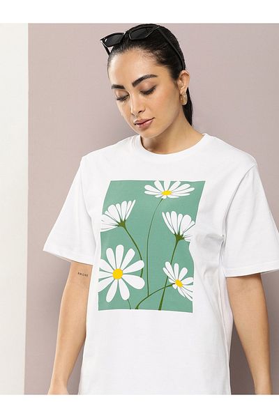 Dillinger By Styli Oversized Flower Print Drop Shoulder T-Shirt