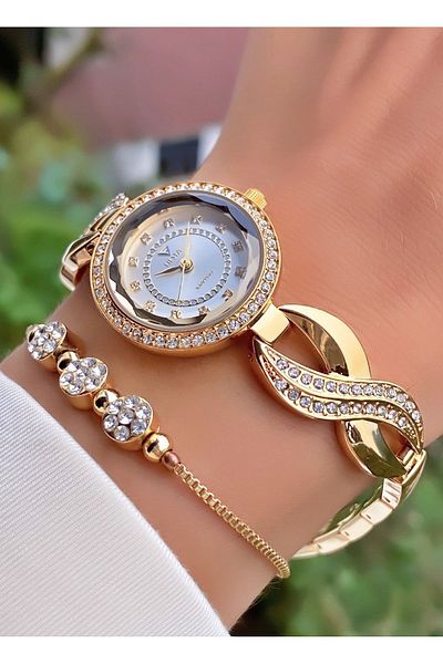 Fiesta Gold Yellow Steel Cord Bridal, Engagement, Wedding Wristwatch - Bracelet