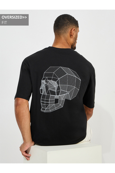 Styli Front and Back Print Oversized Cotton Rich T-Shirt