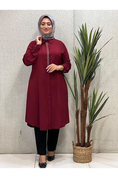 Butik büyük beden S Stoned Front Tunic