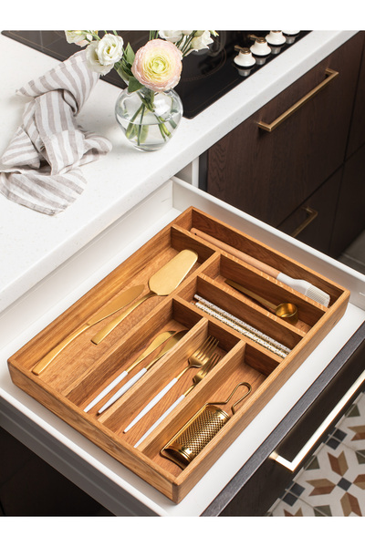 Esci Design Wooden Drawer Organizer - Cutlery - Fork, Knife, Spoon Organizer ...