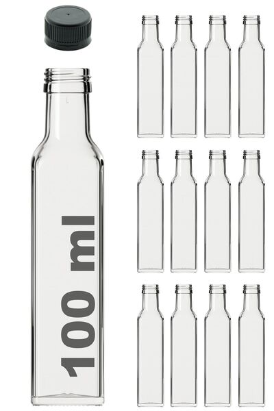 Afracam 12 Pieces 100 ml Transparent Maraska - Empty Glass Bottle with Leak-P...