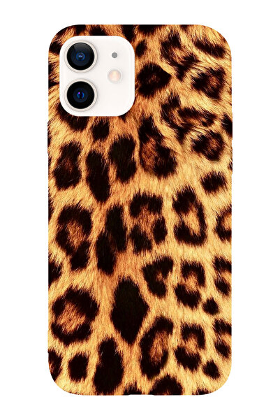 shoptocase Iphone 12 Uyumlu Leopar Baskılı İç yüzeyiMikrofiber Kaplı Telefon ...
