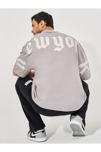 Styli Back Applique Detail Pure Cotton Boxy T-Shirt