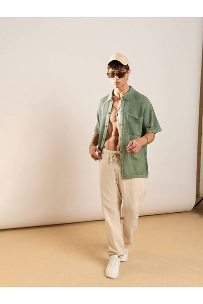 Mascln Sassafras By Styli Crochet Knit Oversized Shirt