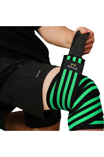 SAVUR Pro Knee Wraps - Genunchiere Crossfit Weight 2-PIECE - Bandaj pentru genunchi