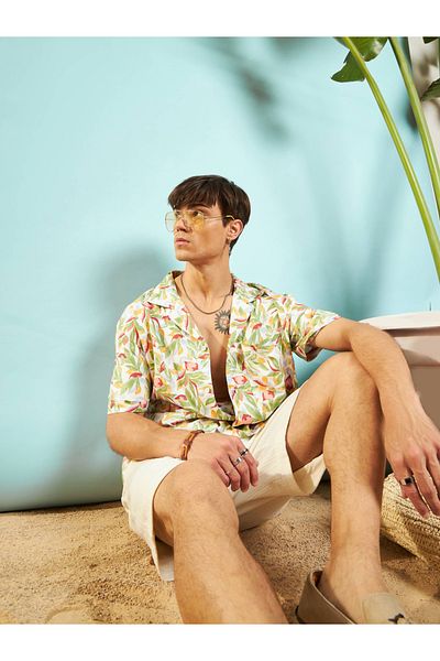 Mascln Sassafras By Styli Tropical Print Relaxed Fit Shirt