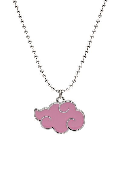 kolbi Naruto Anime Akatsuki Cloud Necklace - Pink Enamel Silver Color with Ball Chain