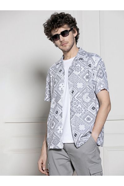 Dennis Lingo By Styli Bandana Print Casual Shirt with Button Placket