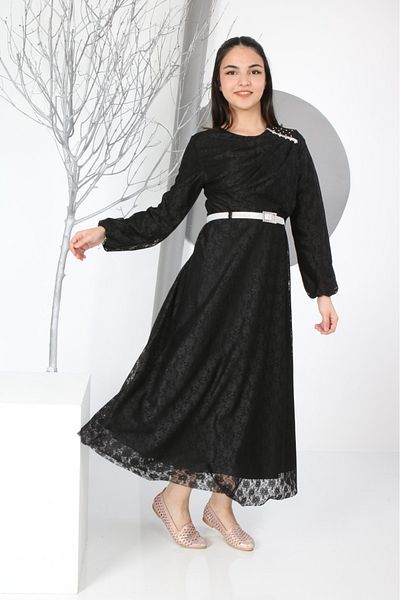 Asortik Kids Rochie și rochie de seară lungă, căptușită cu model guipur pentru fete