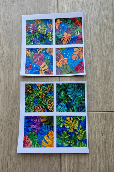 Mona Craftist Set de 8 bucăți de autocolante colorate cu vitralii pentru bază de cămilă - Bullet Journal, laptop, termos, pătrat de sticlă și Monstera