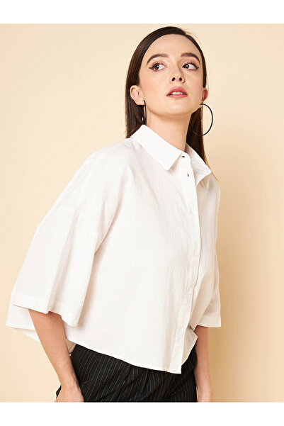 High Star By Styli Oversized Solid Shirt with Drop Shoulder Sleeves