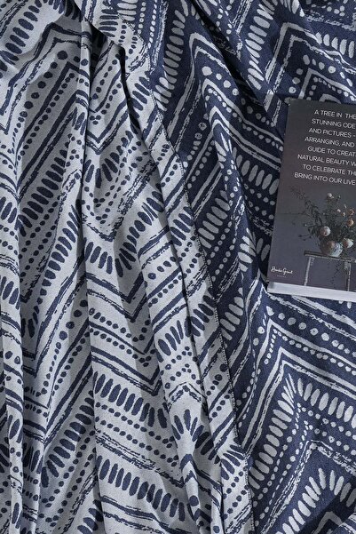 Elart Petra Yatak Örtüsü Takımı Çift Kişilik Keten Görünümlü 3 Parça (240x230 cm) Lacivert