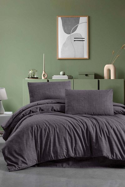 Elart Σετ Παπλωματοθήκη Anthracite Simple Fitted Μονό - 3 τεμάχια