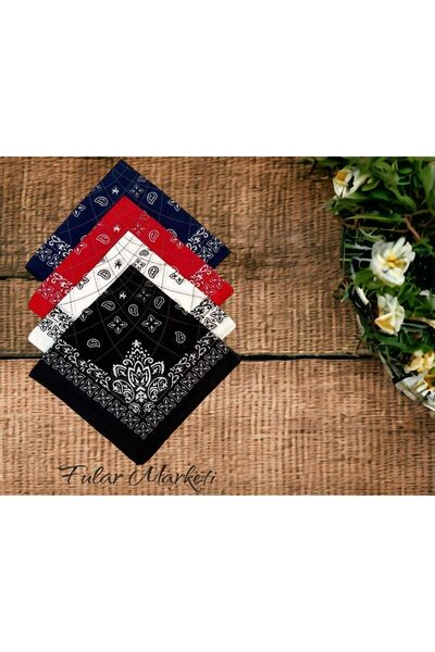 Fular Marketi %100 Pamuk 4 Adet Elegance Desenli Bandana E4class