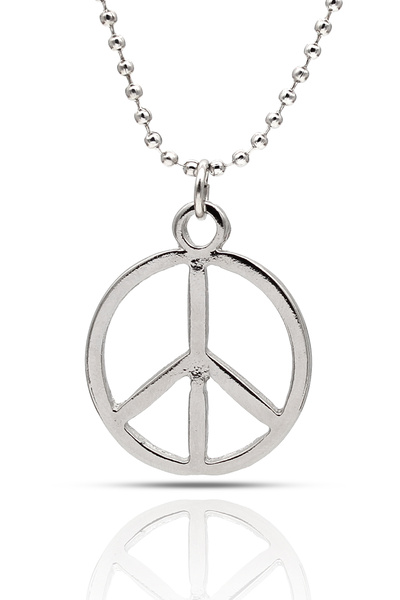 kolbi قلادة برمز السلام - مع سلسلة كروية فضية