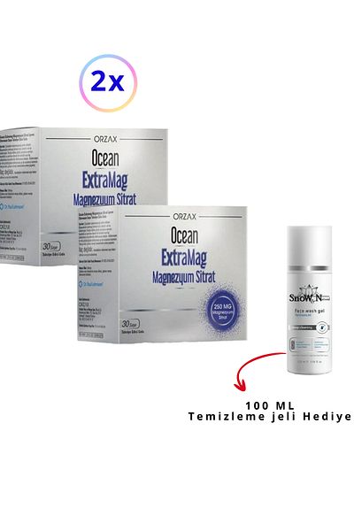 Ocean ExtraMag 30 - Effervescent Sachet with Magnesium Citrate X2 and + Facial Cleansing Gel GIFT+