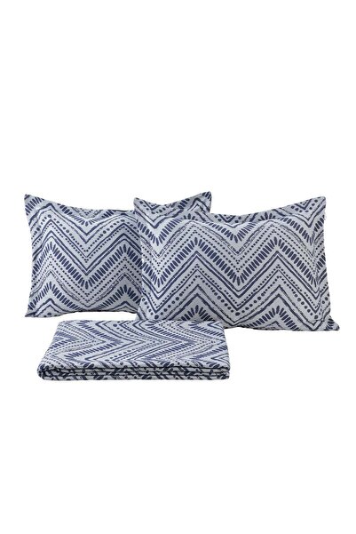 Elart Petra Yatak Örtüsü Takımı Çift Kişilik Keten Görünümlü 3 Parça (240x230 cm) Lacivert