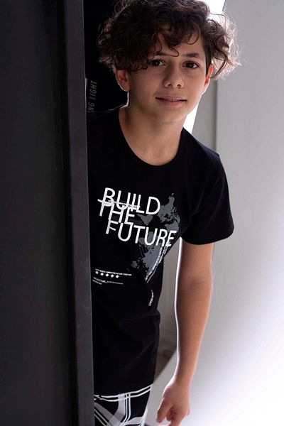 VİENETTA Boy's Short Sleeve Cotton Pajama Set with Shorts - 212745