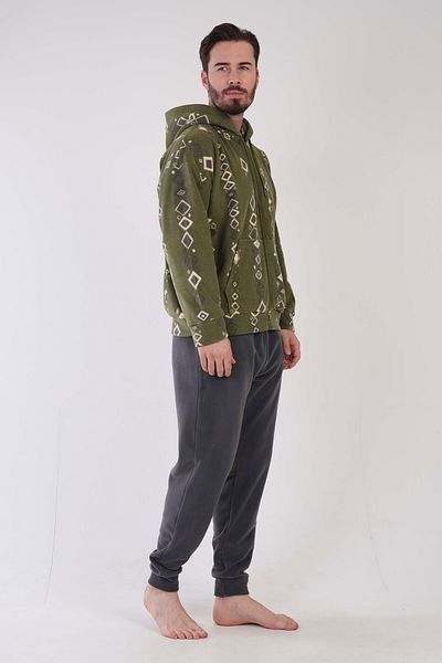 VİENETTA Ανδρικό σετ πιτζάμες Fleece - Ανοιχτό ώμο, φερμουάρ, μακρυμάνικο