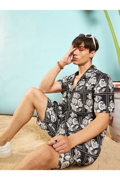 Mascln Sassafras By Styli Floral Print Relaxed Fit Shirt