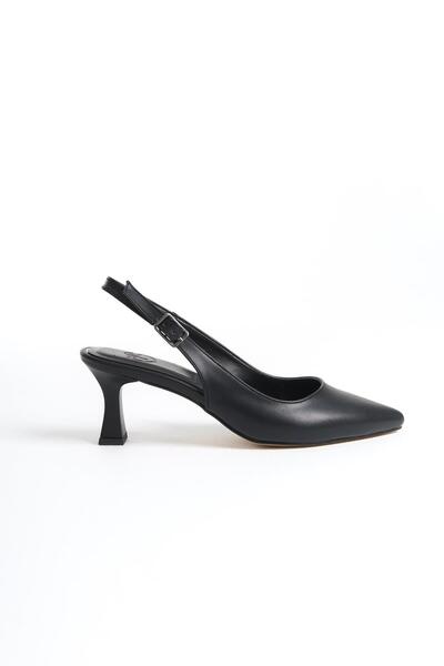 Modabuymus Stiletto negru mat - Pantofi cu toc calice cu spatele deschis