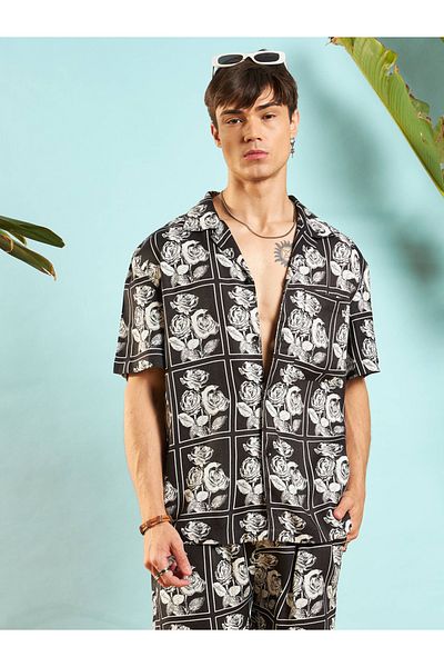 Mascln Sassafras By Styli Floral Print Relaxed Fit Shirt